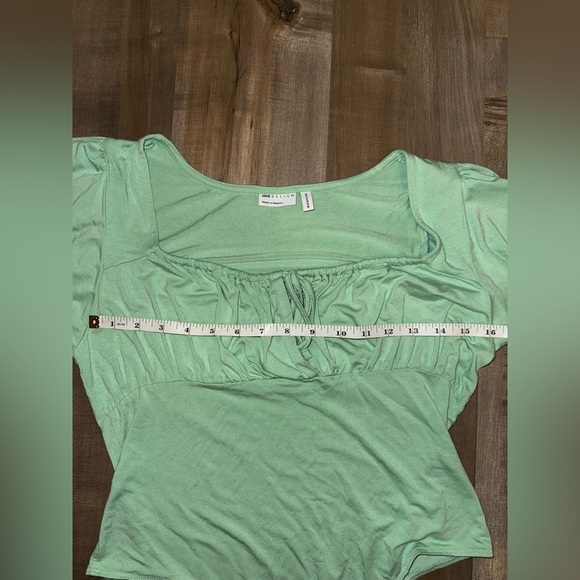 ASOS Short Sleeve Milkmaid Bodysuit in Sage Green Size 10 - Picture 5 of 8